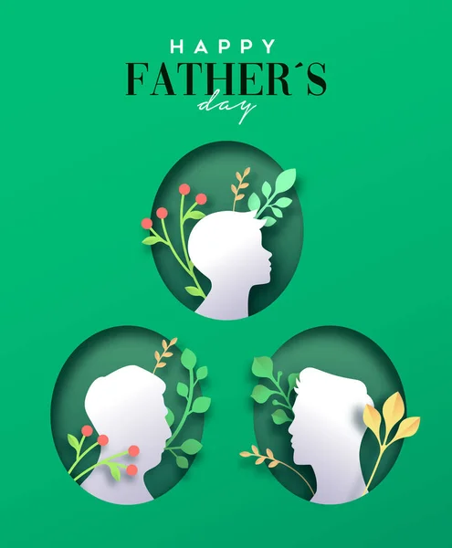아버지의 인사말 아버지와 할아버지 나뭇잎 장식을 현실적 스타일로 자른다 디자인 — 스톡 벡터