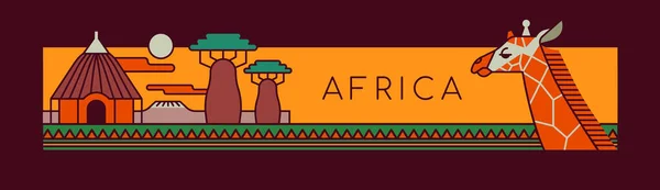 África Ilustração Conceito Viagem Paisagem Africana Tradicional Com Casa Lama — Vetor de Stock