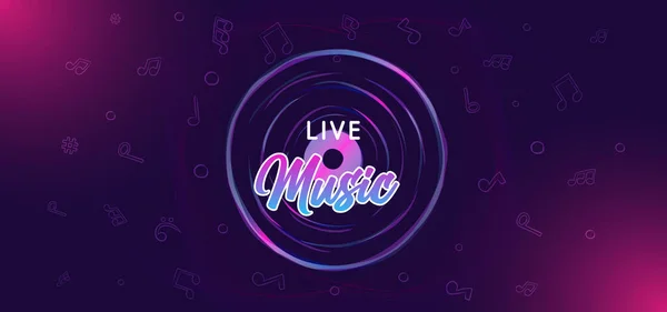 Musica Dal Vivo Moderno Banner Web Illustrazione Onde Sonore Stile — Vettoriale Stock