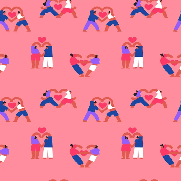 Echtparen Yoga Naadloze Patroon Illustratie Van Jonge Mensen Liefde Doen — Stockvector