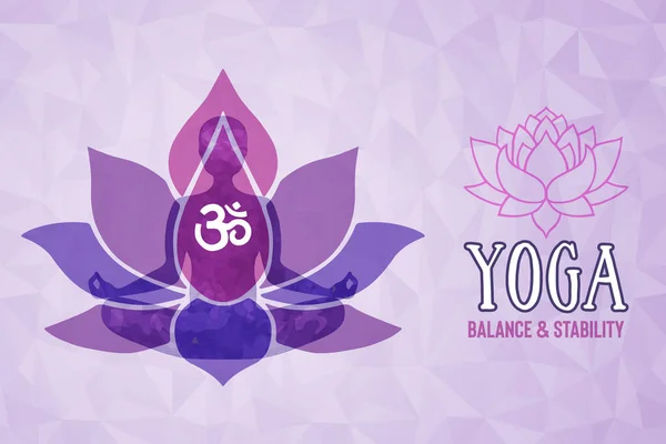 Yoga Balance Web Banner Illustration Von Fit Frau Körper Silhouette — Stockvektor