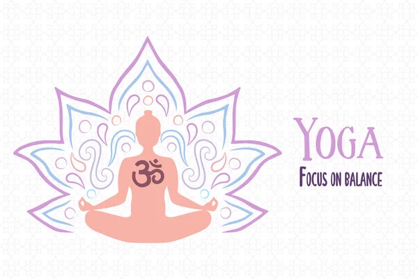 Yoga Balance Web Banner Illustration Der Indischen Kultur Frau Körper — Stockvektor