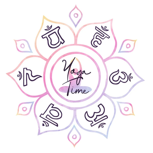 Yoga Meditatie Illustratie Illustratie Concept Van Traditionele Indiase Stijl Lotus — Stockvector