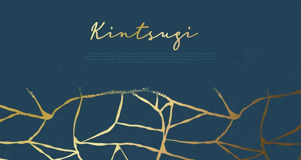 Kintsugi Texture Web Template Background Traditional Japanese Broken Surface Luxury — Stock Vector