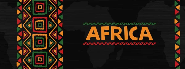 아프리카 문자는 현수막 개념을 합니다 전통적 아프리카 지도가 손으로 — 스톡 벡터