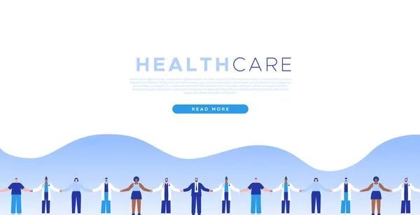 Health Care Medical Web Template Illustration Concept Diverse People Holding — Stock Vector