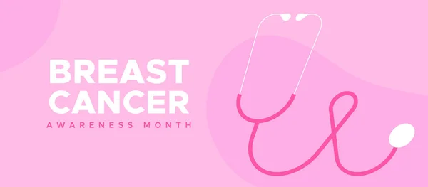 Breast Cancer Awareness Month Greeting Card Illustration Modern Flat Cartoon — 스톡 벡터