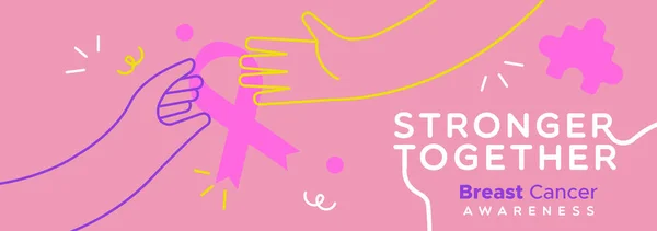 Bröstcancer Medvetenhet Web Banner Illustration Kvinnor Vän Händer Hjälpa Varandra — Stock vektor