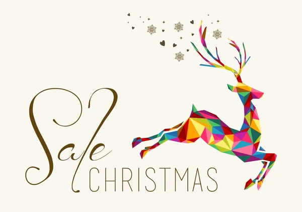 Рождественская распродажа разноцветных оленей винтажный виселица — стоковый вектор