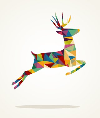 Merry Christmas contemporary triangle reindeer greeting card