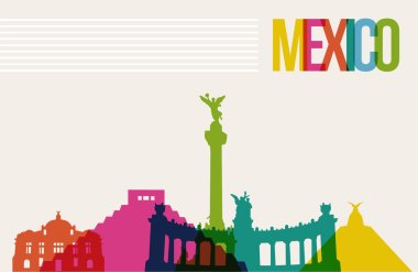 Travel Mexico destination landmarks skyline background clipart