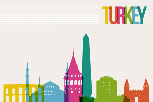 Viagem Turquia destino marcos skyline fundo — Vetor de Stock