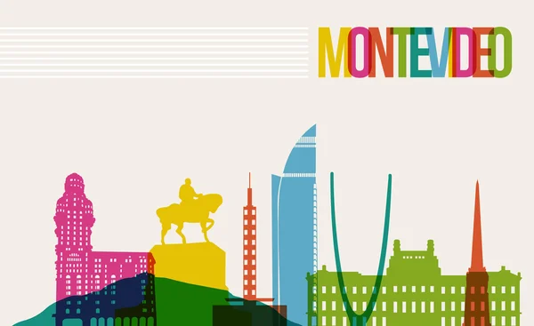 Reise Montevideo Reiseziel Sehenswürdigkeiten Skyline Hintergrund — Stockvektor