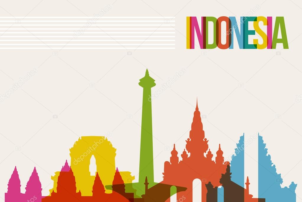 Travel Indonesia destination landmarks skyline background