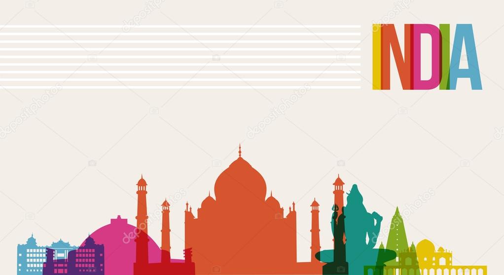 Travel India destination landmarks skyline background