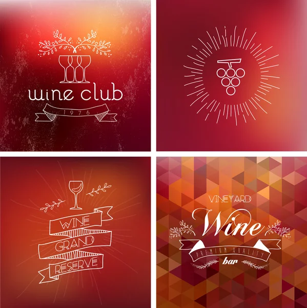 Wine bar vintage label background set — Stock Vector