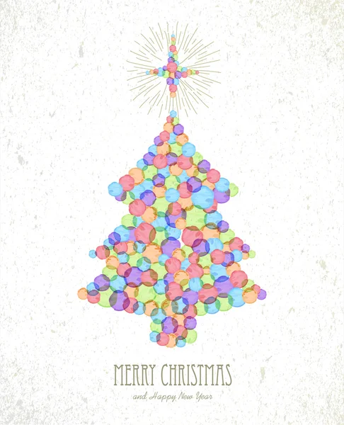 快乐圣诞水彩树卡背景 — 图库矢量图片