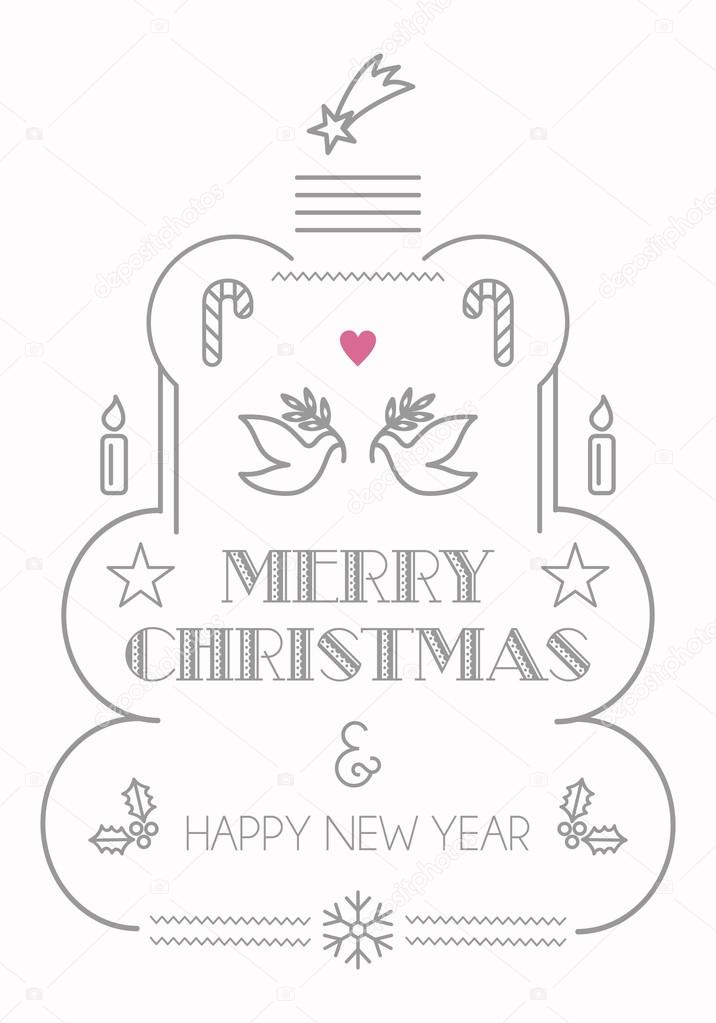 メリー クリスマス ライン アイコン カード ストックベクター C Cienpies