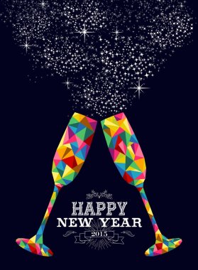 Yeni yıl renkli cam tebrik kartı