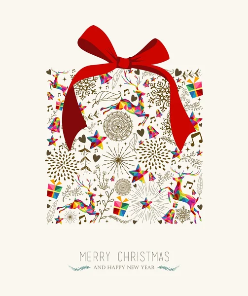 Carte de voeux cadeau de Noël Vintage — Image vectorielle