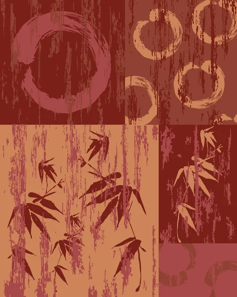 Zen kör és a bambusz szüreti fa poszter háttér — Stock Vector