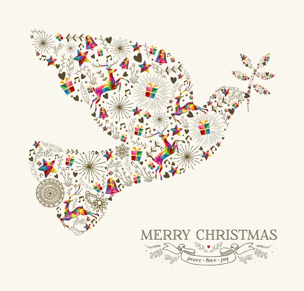 Vintage Christmas peace dove greeting card Royalty Free Stock Vectors