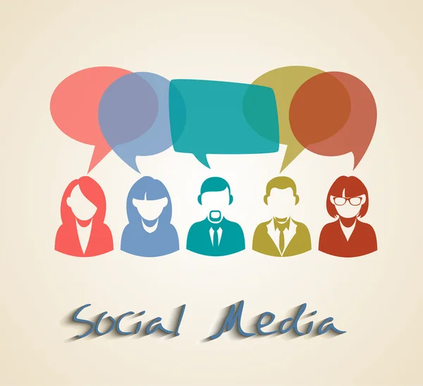 Social media chat groupe de personnes — Image vectorielle