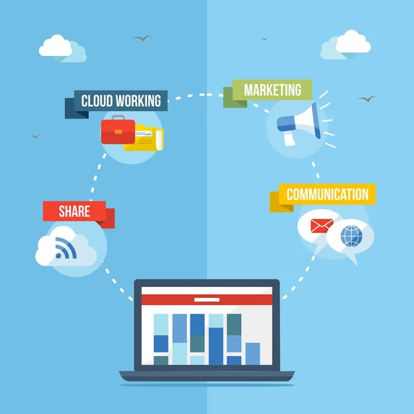 Concetto di social media illustrazione piatta — Vettoriale Stock