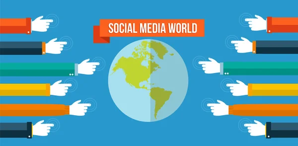 Social media world concept illustrazione piatta — Vettoriale Stock