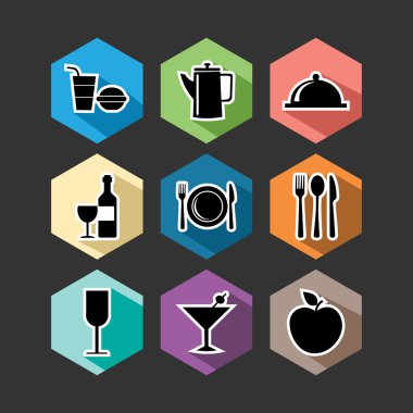 Resimde gıda düz Icons set