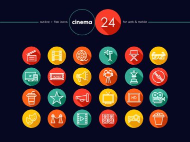 Düz Icons set sinema ve film