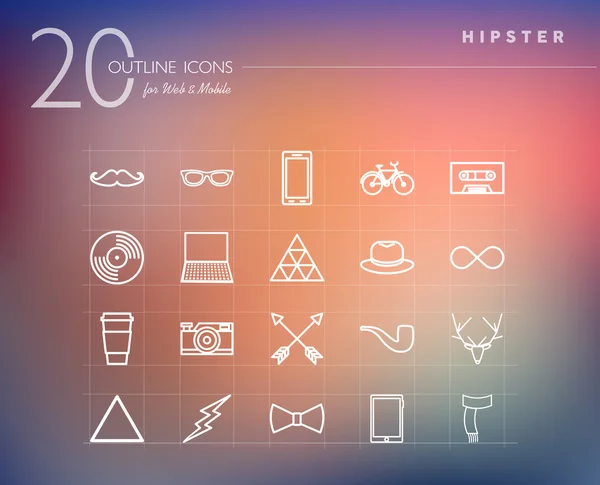 Hipster-Umrisse-Symbole gesetzt — Stockvektor