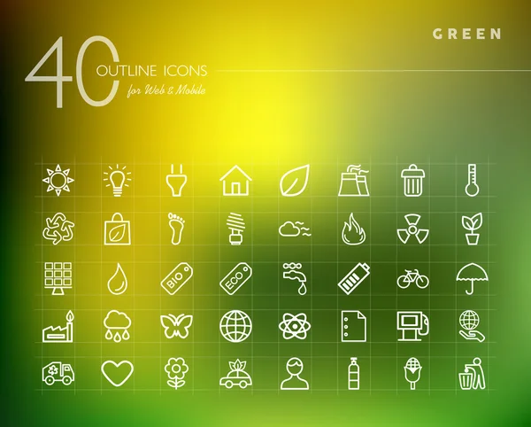 Green environment outline icons set — Stock Vector