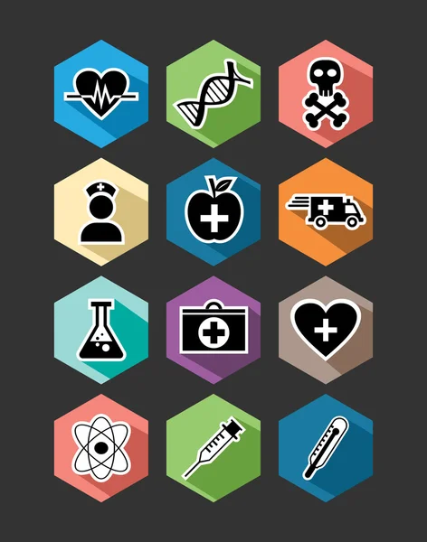 Medical healthcare flat icons set design — Stock Vector