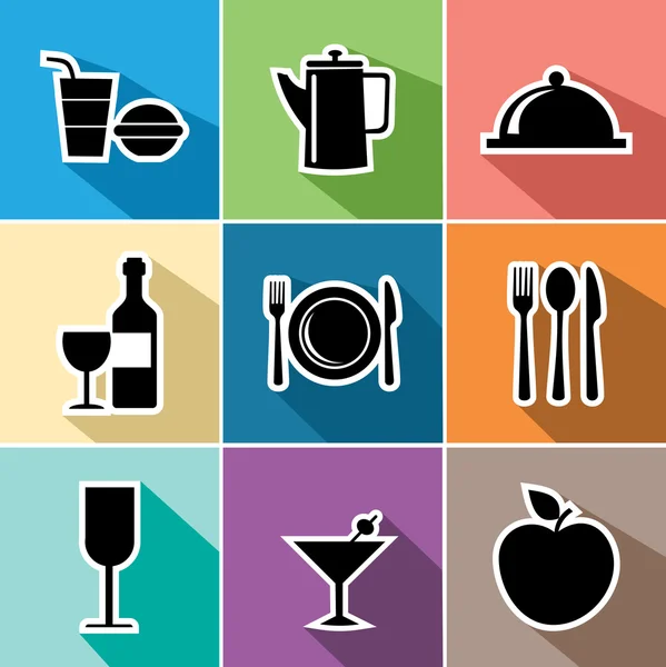 Food flat icons set illustration — Stock Vector