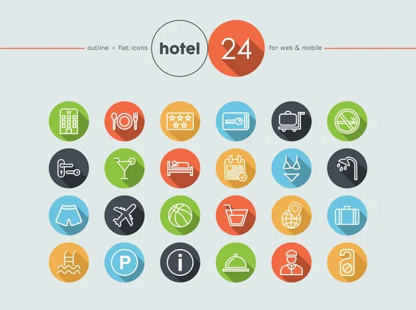 Otel düz Icons set — Stok Vektör