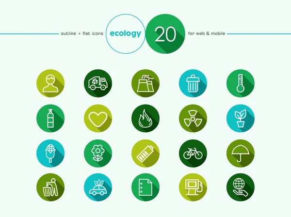 Ambiente verde conjunto de ícones planos —  Vetores de Stock