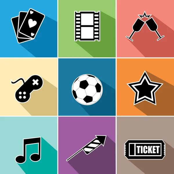 Entertainment icons set flat design — Stock Vector