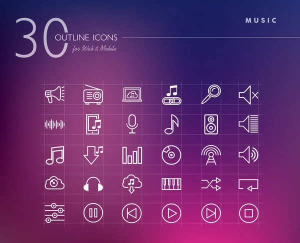 Music outline icons set — Stock Vector