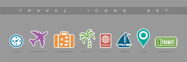 Iconos de viaje conjunto de diseño — Vector de stock