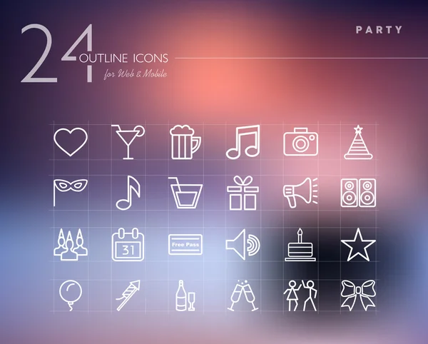 Parti anahat Icons set — Stok Vektör