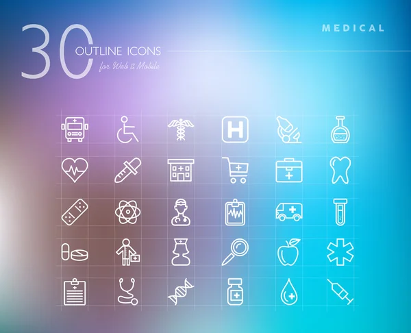 Conjunto de iconos de esquema médico — Vector de stock