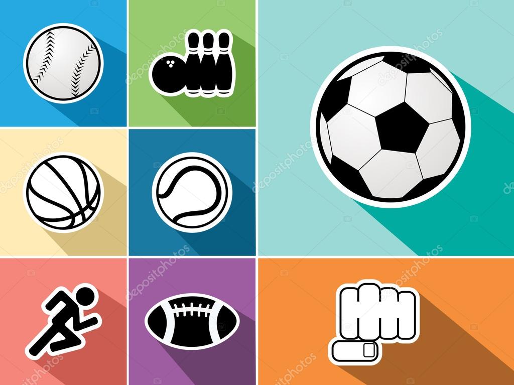 Sports icons set flat illustration