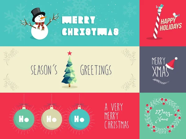 Kerstmis platte ontwerp illustraties instellen — Stockvector