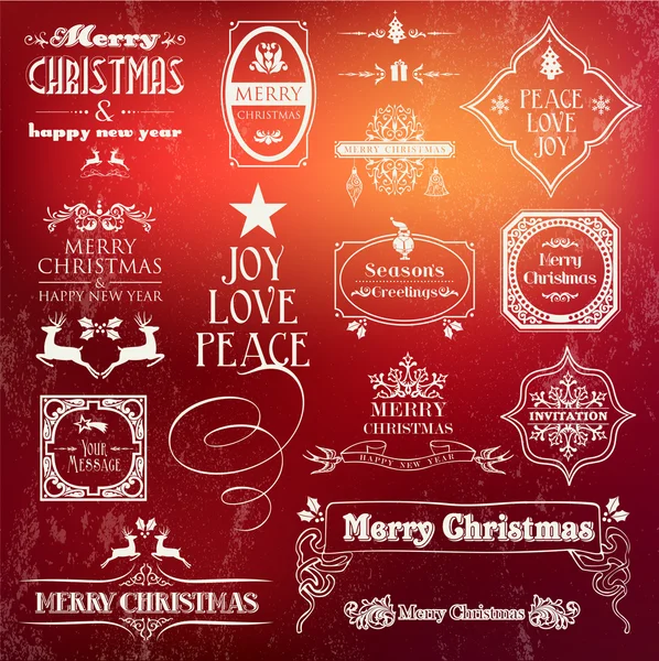 Set de etiquetas vintage de Navidad — Vector de stock