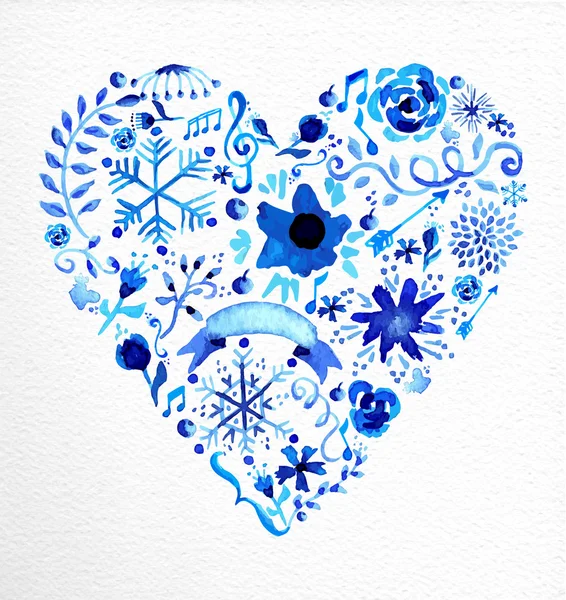 Watercolor heart love shape illustration — Stock Vector