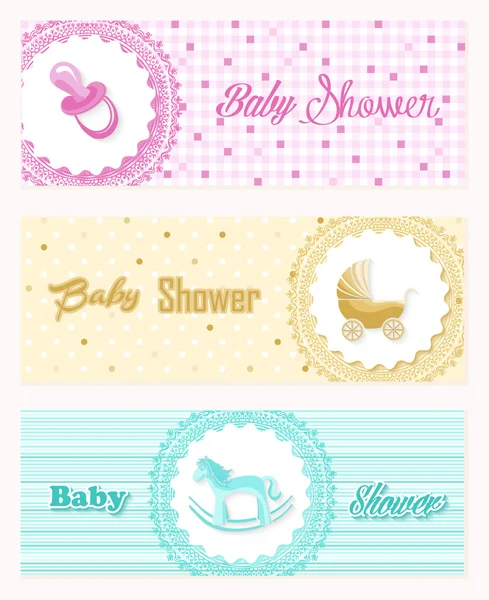Design de conjunto de banner de chuveiro de bebê — Vetor de Stock