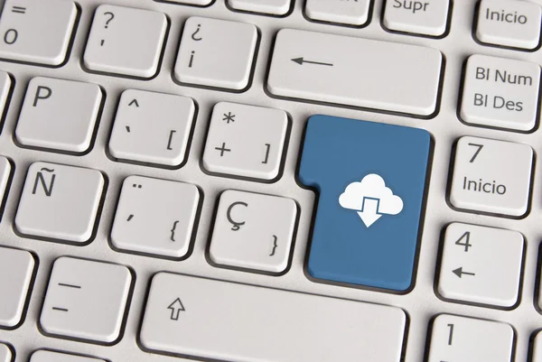 Technologie-Konzept, Cloud-Download-Tastatur-Taste. — Stockfoto