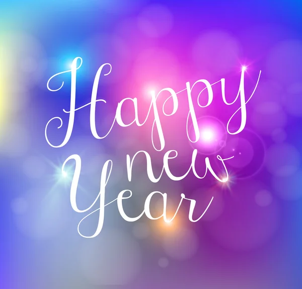 Mutlu yeni yıl bokeh ışıklar kartı — Stok Vektör