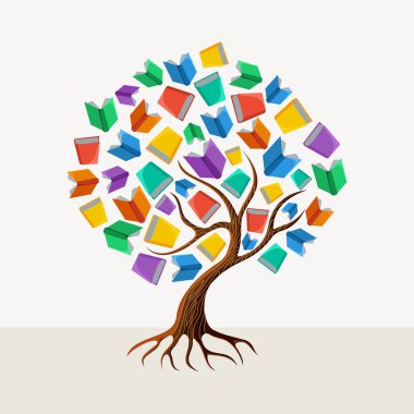 Eğitim ağacı kitap konsept illüstrasyon